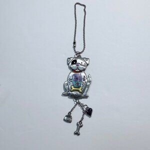 Vintage Ganz Dog Pewter Keychain with Charms Heart Bone Bowl